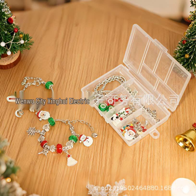 DIY Handmade Beaded Children's Silver Bracelet Gift Box Set for Christmas
