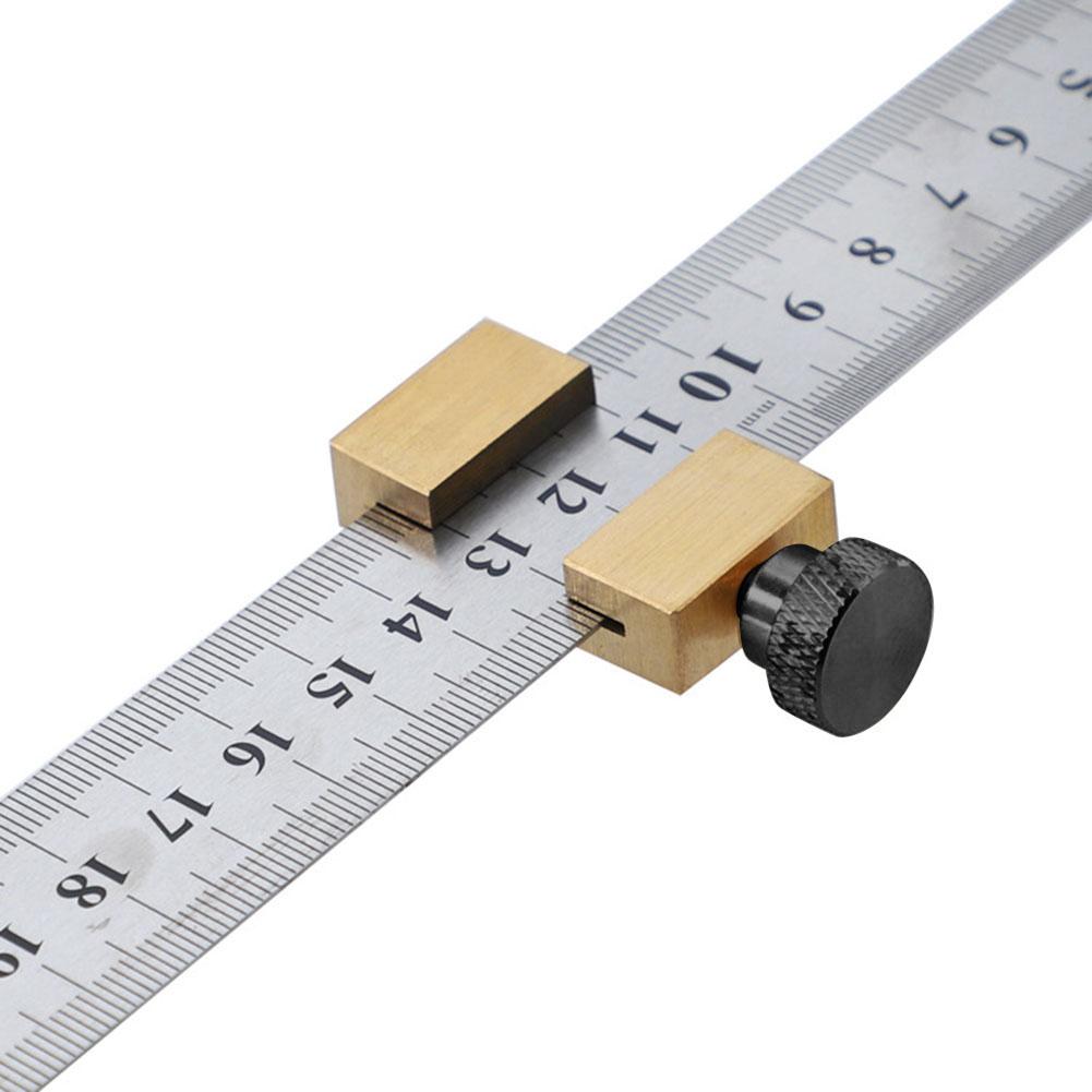 Brass Line Locator DIY Measuring Tools Ruler Limiter High Precise Steel Ruler Positioning Block Adjustable for Carpentry Scriber