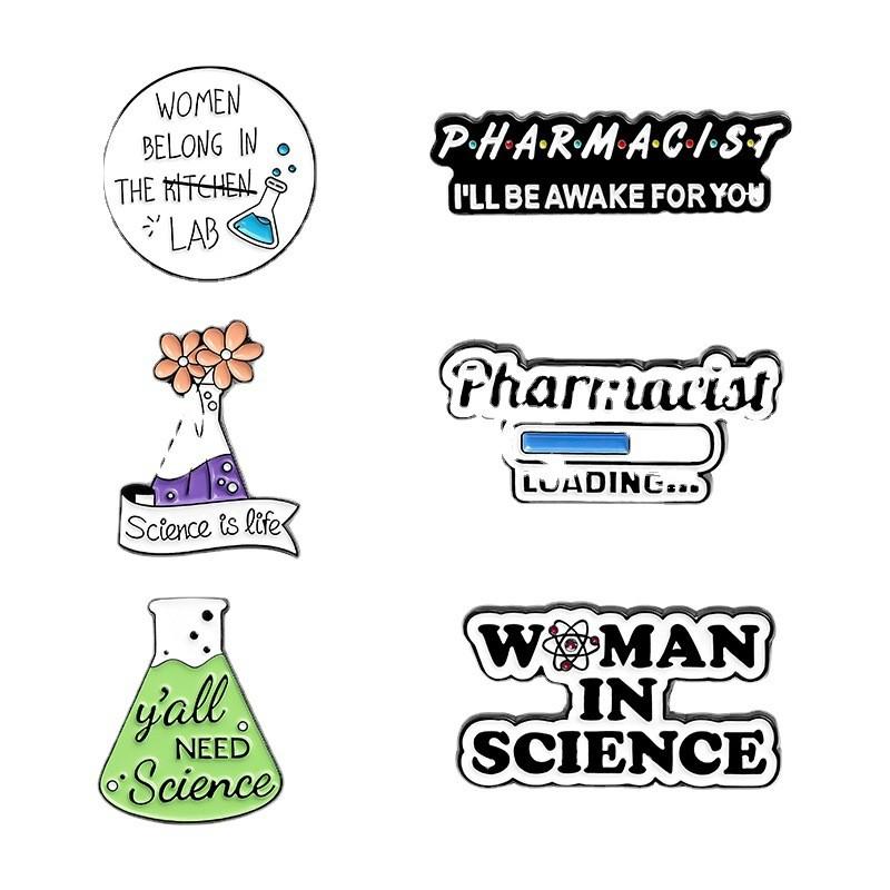 Cartoon Creative Unique Chemistry Experiment Beaker Alloy Badge Brooch For Men Women And