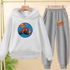 Student Uniform, Hooded Sweatshirt + Long Pants Set, Cartoon Car Pattern, 3 To 13-year-old Boys' and Girls' Sportswear,loose Set