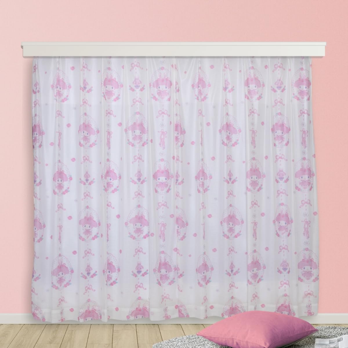 

Sanrio My Melody UV-Cut Lace Curtains, 100cm Wide x 108cm Long (Set of 2) SB-692-S, Mirror Lace, Hard to See Through from the Outside