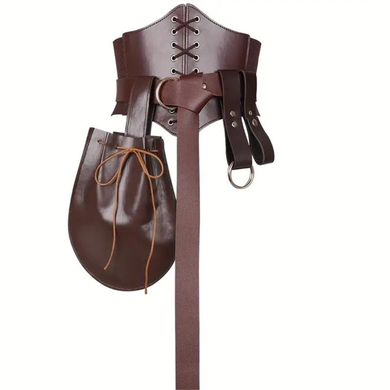 Medieval Waist Guard Leather Side Pack Medieval Leather Belt Waist Bag Potion Bottle Medieval Costume Accessory