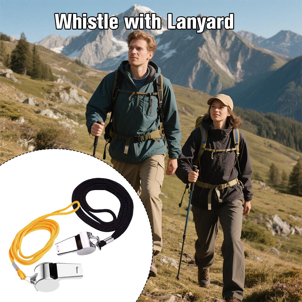 Metal Whistle with Rope Professional Soccer Referee Extra Loud Whistle for Football Basketball Sports Training Outdoor Survival