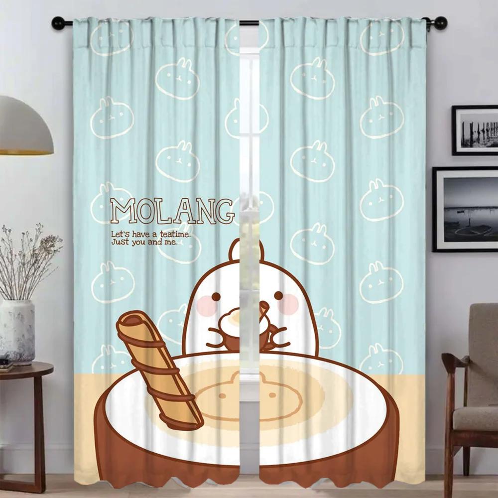 

Kitchen Curtains 2 Pieces Molang Curtains for Living Room Curtain Shades Partition Halloween Decoration Tulle for Bedroom Camera W50xH70cmx2pcs-CL