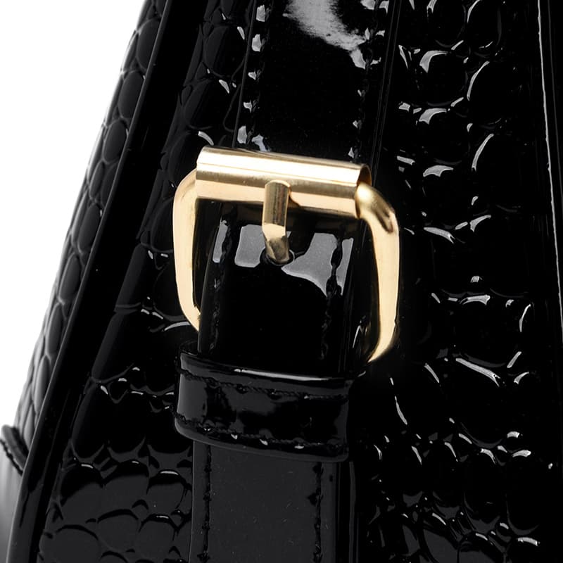 Crocodile pattern glossy shoulder bag women's messenger bag