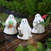 3 Pcs Halloween Ghost Figurines Resin Gardening Ghost Statue Cartoon Ghost Collectibles