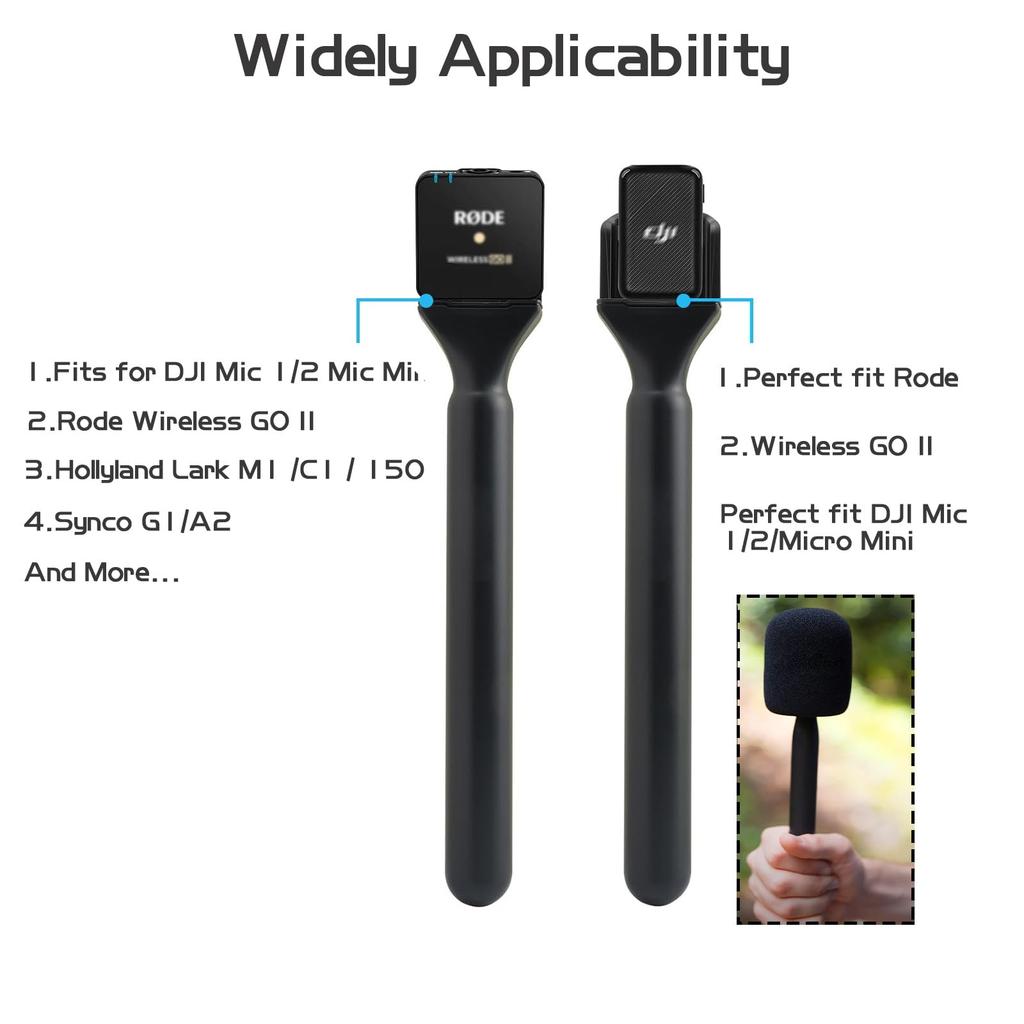 Holder for DJI Mic 12, Rode Wireless GO 2, Hollyland M1C1150Synco G1A2 handheld mount adapter, converts lavalier microphone into handheld wireless
