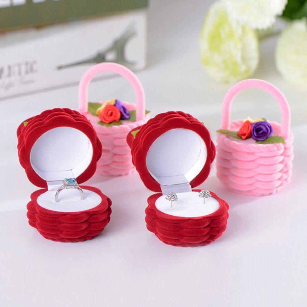 

1PC Display Earring Rose Women Ring Case Flower Basket