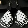 Polka Dot Double Layer Water Drop Leather Earrings - Black & White Geometric Accessories