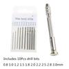 Mini Twist Drill Bit Set 0.8-3.0mm Precision Hand Drill Bit Rotary Tool Set of 11 for Metal Wood Manual Work DIY Jewelry