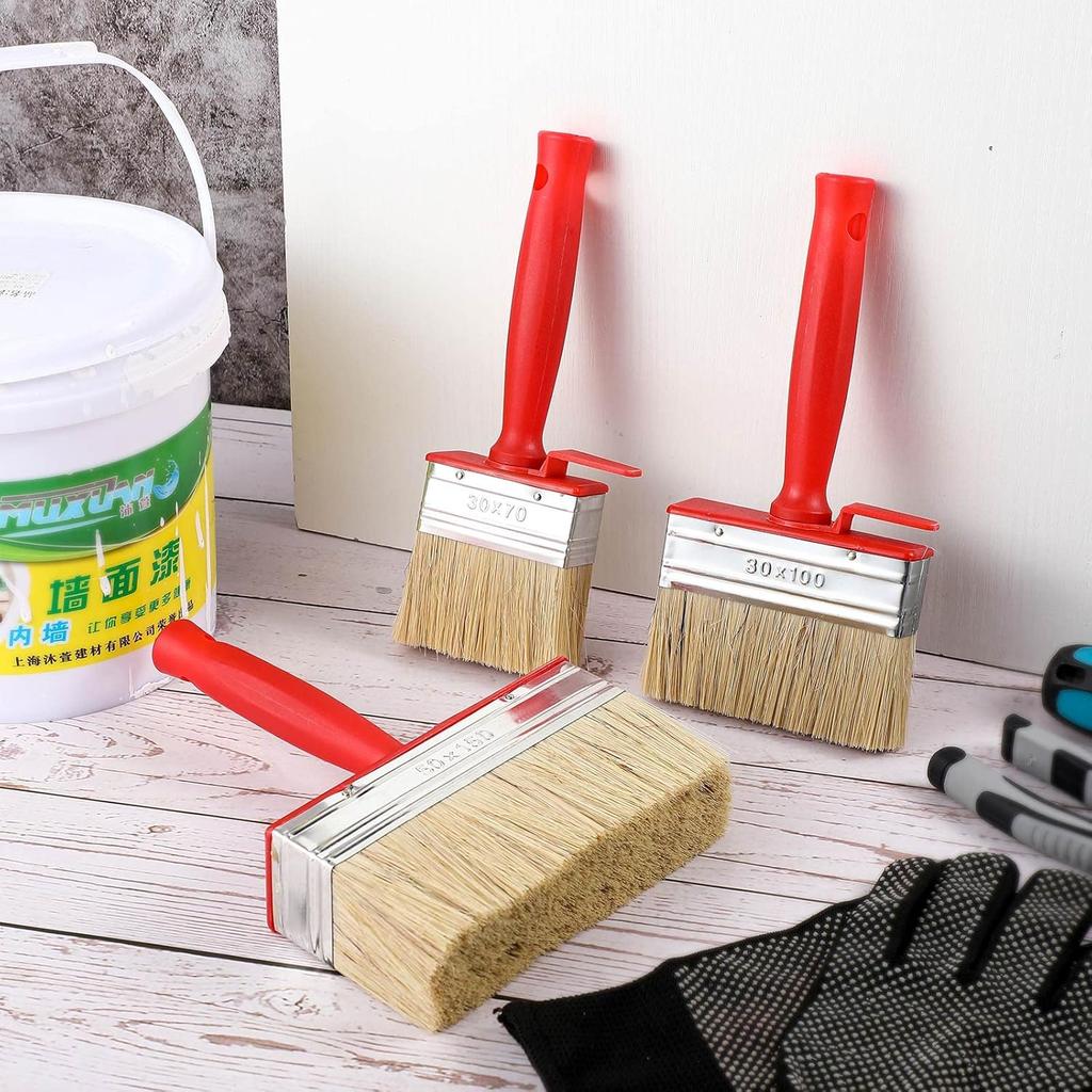 3 Piezas Brochas de Pintar y Sellador para Madera Cepillo Resistente Brochas de Pintar para Paredes Aplicador para Pintar Teñir Cubierta Valla,