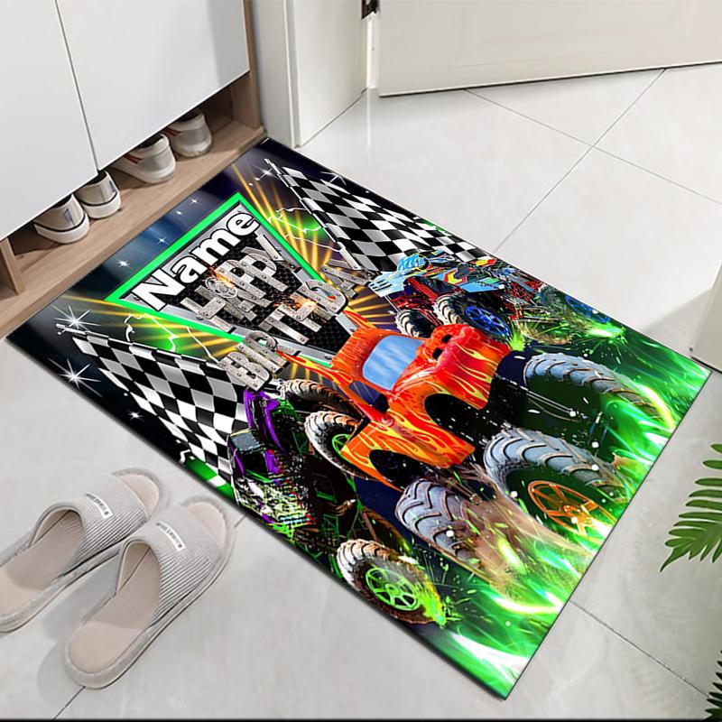 Custom Name Truck Printed Carpet, for Office Chair Living Room Bedroom Kitchen Room Decor Gifts.