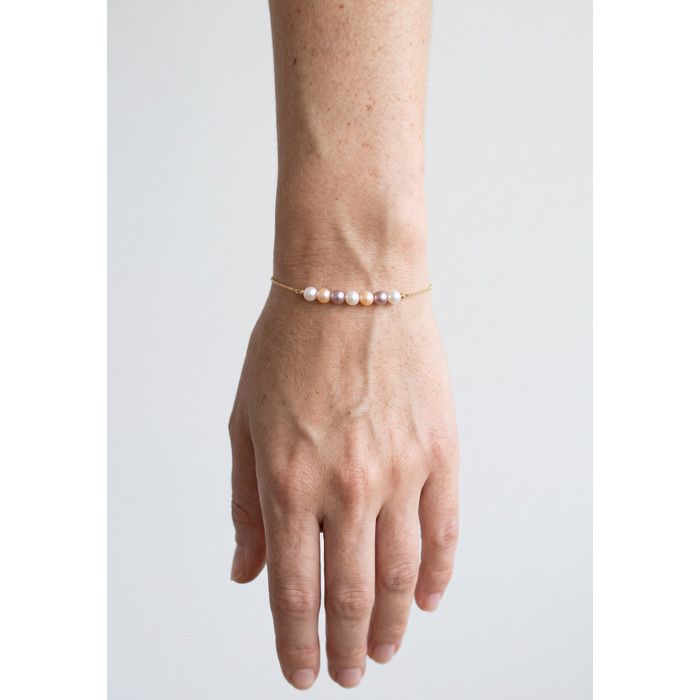 Bracelet - Pearls & Colors - 7 Perles de Culture d'Eau Douce Multicolores - Or Jaune 375/1000 - 18 cm - Femme
