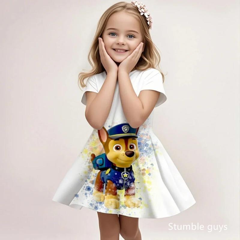Girls Cute Paw Patrol Sundress Summer Casual Loose Beach Dress Cartoon