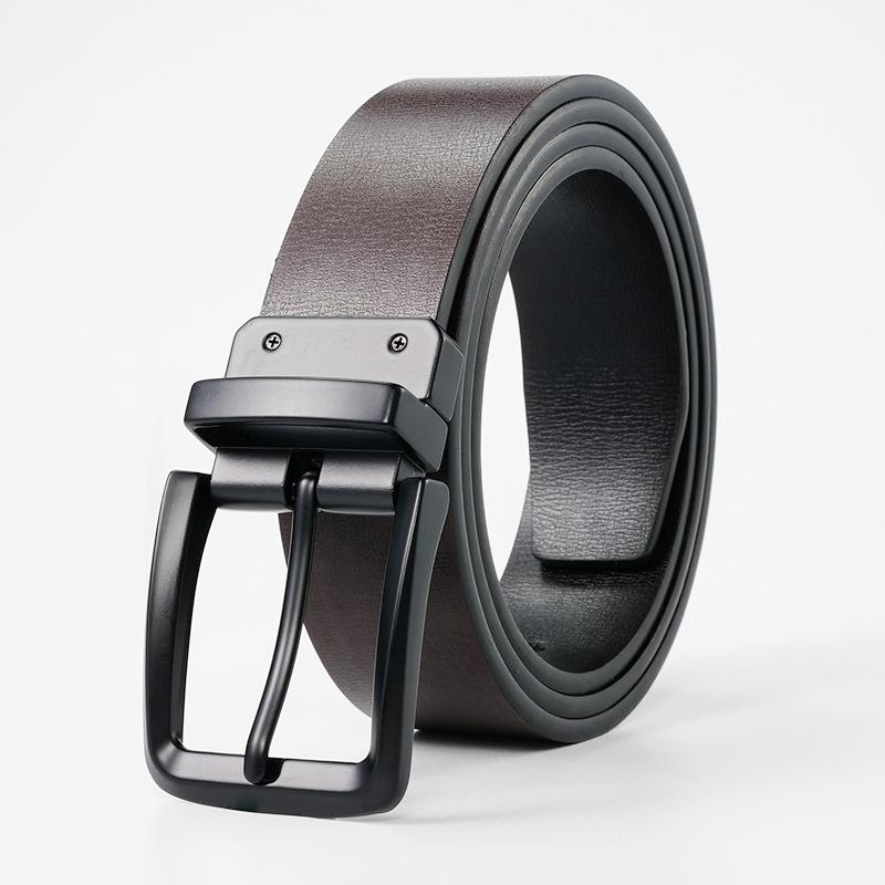 Double-Sided Men'S Belt Rotatable Pin Buckle Cowhide Belt Business Versatile Young And Middle-Aged Belt