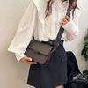 New Small Bag Women's Spring New Trendy Ins Versatile Wide Shoulder Strap Small Square Bag Retro Single Shoulder Crossbody