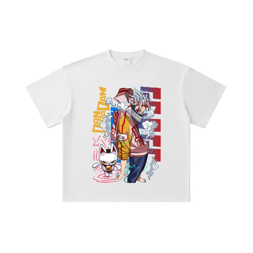 260 GSM Double Yarn 32 Count 100% Cotton Dandadan V25 Okarun Print Unisex Heavy Cotton T Shirt