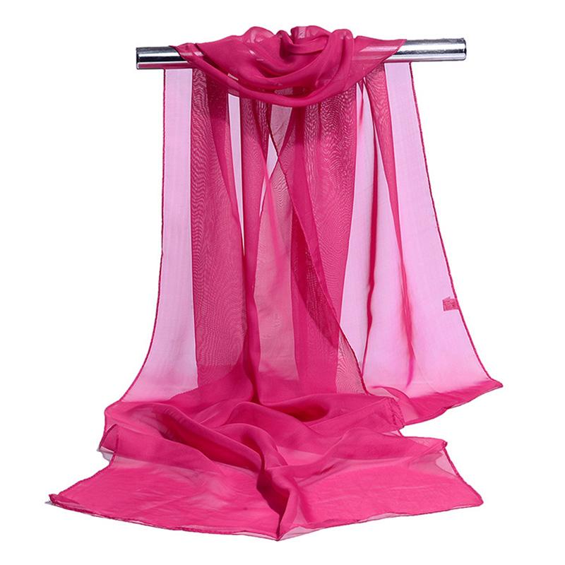 Koreanisches Damen Hochzeits-Abendparty-Kleid Schal Einfarbige Transparente Chiffon-Seiden-Schal Sommer Strandtuch Sonnenschutz-Schal R22