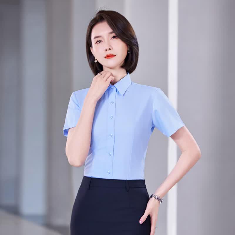 Tluoman Unisex Light Blue Professional Short Sleeve Shirt
