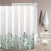 1Pc Fresh Green Branch Pattern Shower Curtain Set With Hooks, Modern Printed Curtain Decorative Shower Curtain For Bathroom