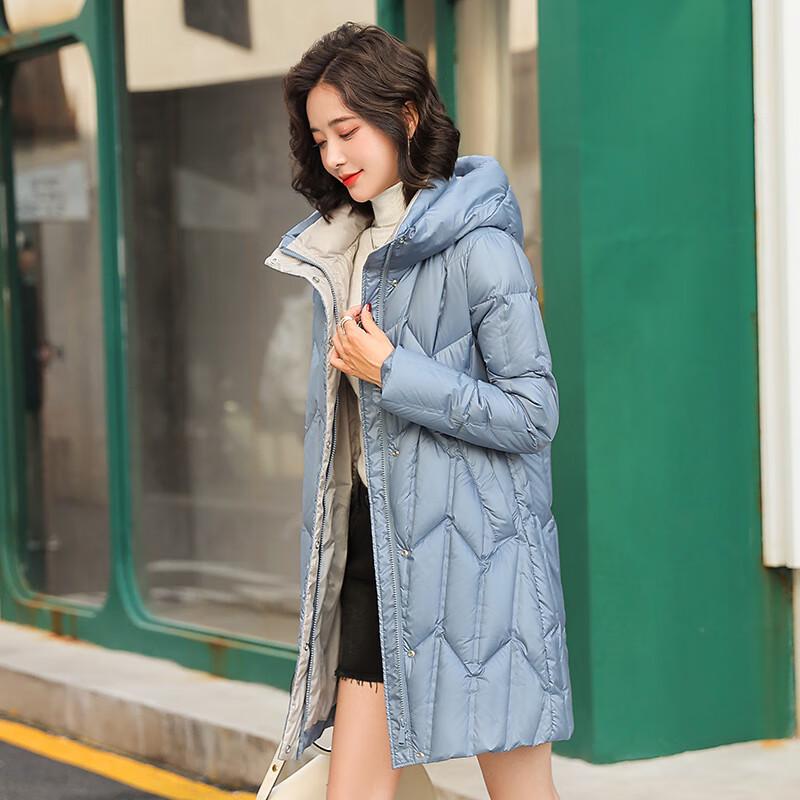 FengXun Women's Mid-Length Casual Hooded Padded Coat
