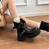Fashion Women's Boots Fashion Retro Comfort Belt Fastener Lapel Women's Ankle Boots Chunky Platform PU Leather Knight Boots Botas Mujer