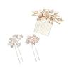 YINKE Hair Pin Set - 3 Piece Pearl Hair Accessories with Flower Design, Handmade Comb and U-Pin for Bride, Graduation, Wedding, Party, Kimono,