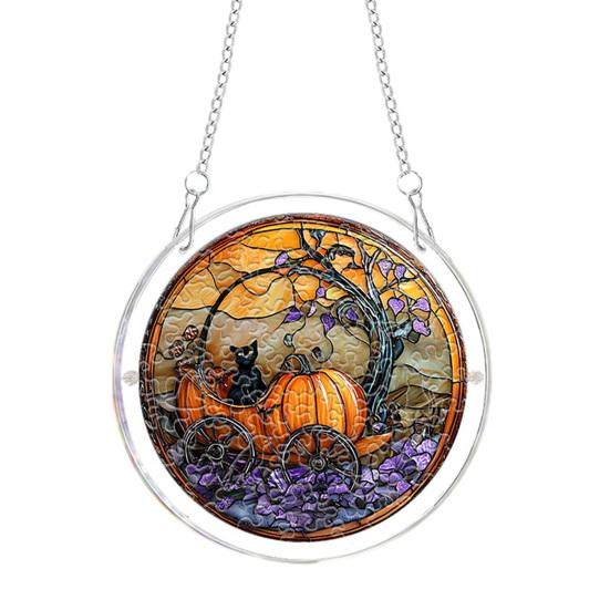 Xiaobudian Halloween Acrylic Puzzle Suncatcher Window Hanging,7.87 Inch Sun Catcher Decoration Ornament, Ideal for Gifting and Home Decor