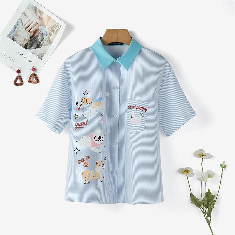 ZANZEA Женская классическая свободная повседневная блузка с коротким рукавом в полоску S