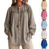Women's Fall Long Sleeve Blouse with Embroidery and Cutout, Round Neck Loose Fit Casual Shirt