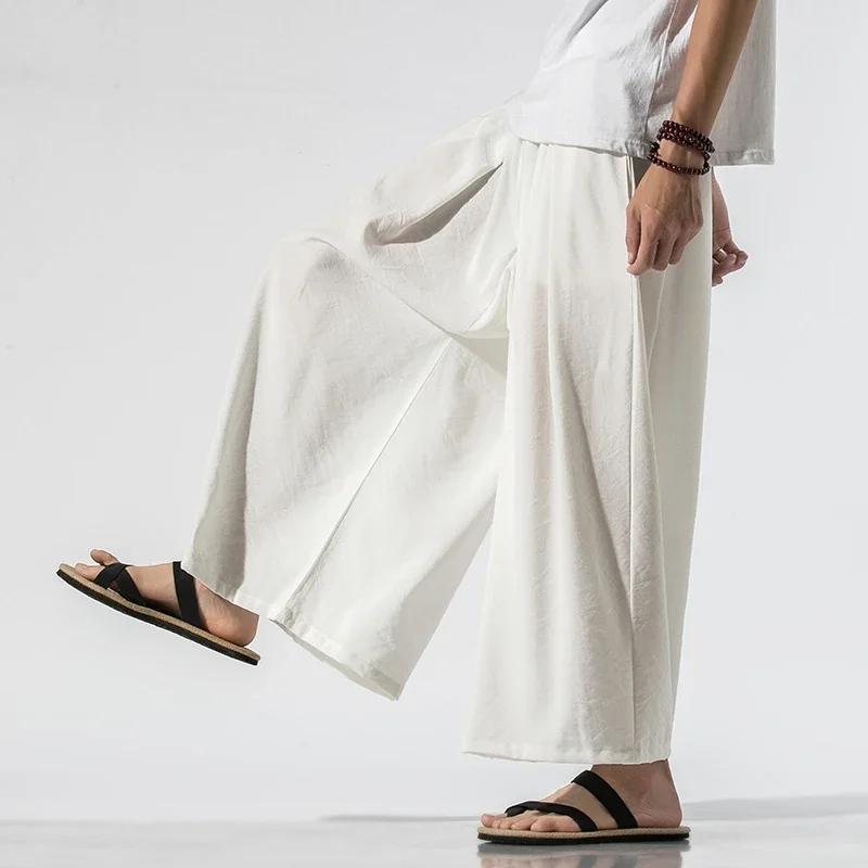 2026 Men Chinese Style Wide Leg Pants Man Traditional Baggy Draped Pants Male Hanfu Harajuku Oversized Trousers Man Black Pants