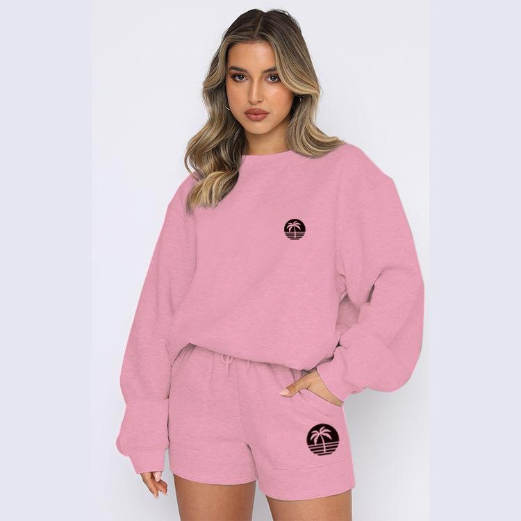 2026 autumn and winter new American Spice Girl gray crew neck shorts sweater jacket small casual suit