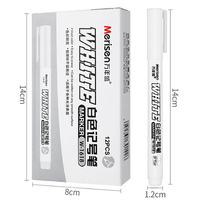 1pc/12pcs White Marker Pen Paint Oily Waterproof Tire Painting Graffiti Pens