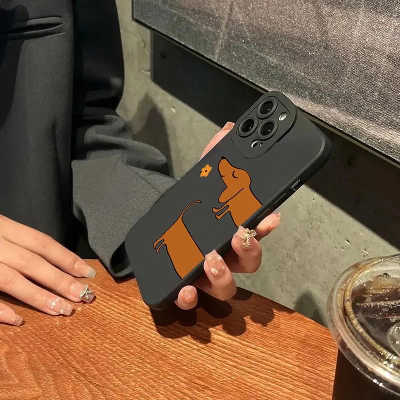 Cute Sausage Dog Pattern Silicone Phone Case For iPhone 17 16 15 14 13 12 11 Pro Max 17 Air 16E XS X XR 7 8 Plus Soft Cover
