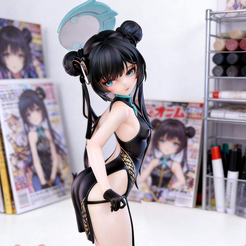 GW Studio Qipao Longhua Fei Sak Two-dimensional Beautiful girl 7.87inch/20cm Anime two-dimensional Can be move PVC Toys Gifts
