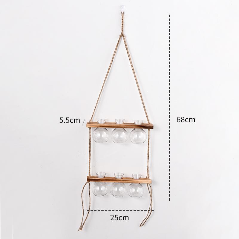 Ins Hydroponic Test Tube Vase Series Wall Mounted Wooden Frame Hydroponics Decorative Container Home Decoration Party Gift Vase