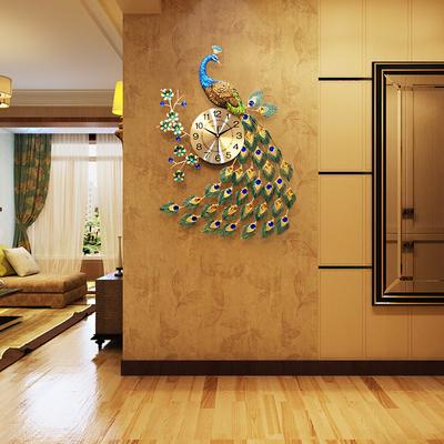 Luxury Peacock Style Rustic Wall Clock Silent, Metal Dial Large Fancy Decorative Clock for Living Room, Bedroom.