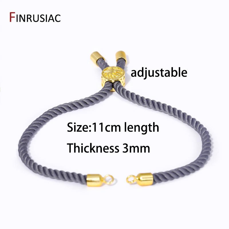 

1/3/5Pcs Adjustable Nylon Braided Twisted Cords Slider Friendship Bracelets with Brass Cord End For DIY Jewelry Making Findings 1 piece