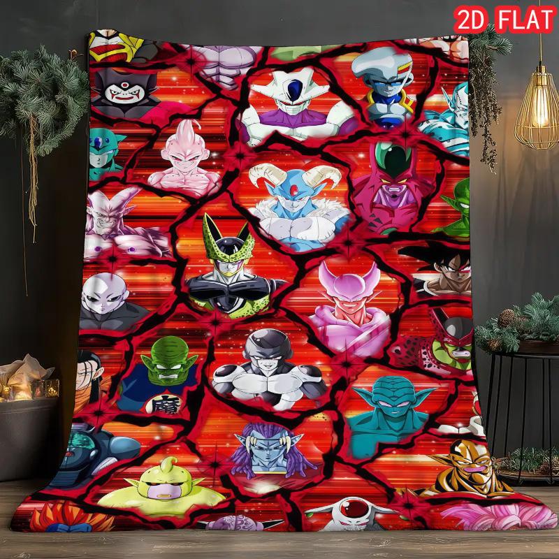 Dragon Ball Bright Color Blanket HD Printed Flannel Blanket for Home Bedroom Living Room THW
