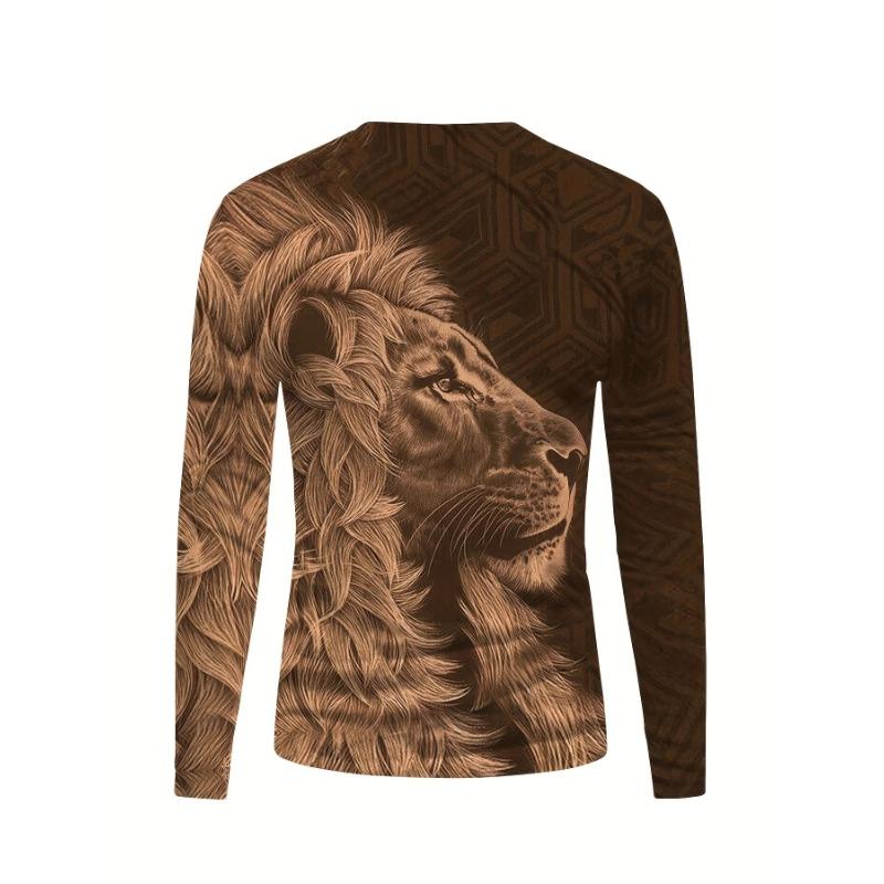 3d Lion Print Long Sleeved Men's T-Shirt Summer Quick Dry Cotton T-Shirt For Men Streetwear Man Clothing Loose Oversized Tee Top