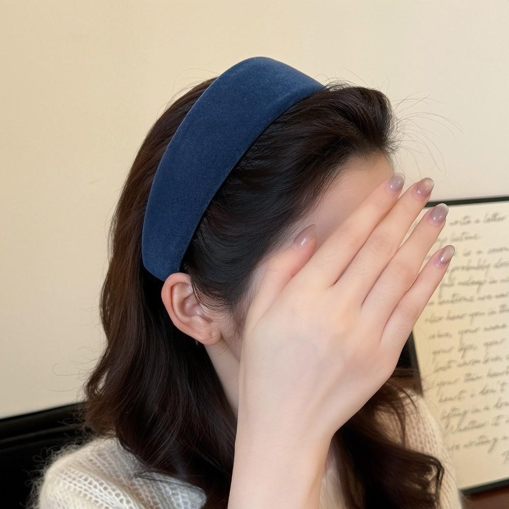 Retro Samt Breites Haarband Einfarbige Haarbänder Haarreif Schwamm Haaraccessoires Süßes Haarornament
