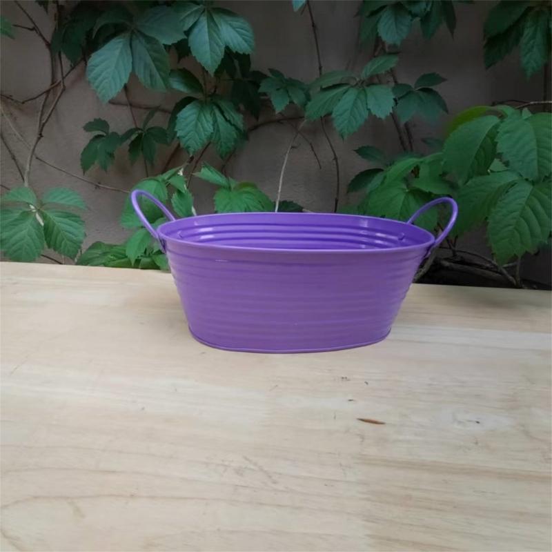 Contenitore Secchiello Fioriera Moderno in Metallo con Manici Design Impermeabile Adatto per Decorazione Piante in Multipli Colori 2 Pezzi