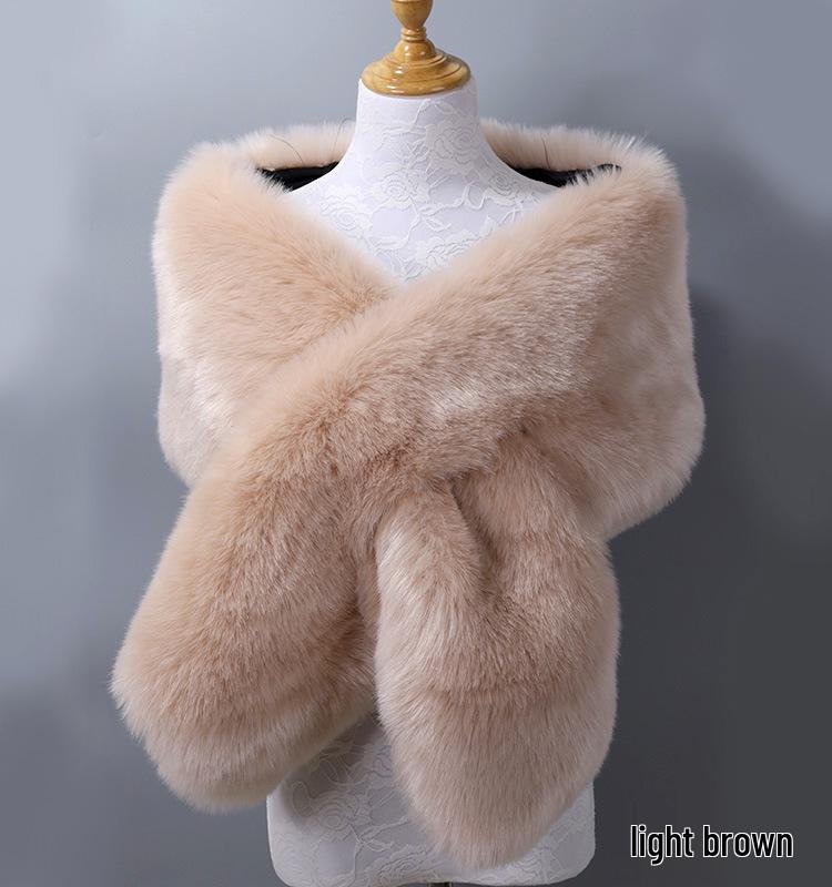Women's Faux Fox Fur Shawl Cloak: Thick Autumn/Winter Bridal Evening Scarf and Neck Warmer