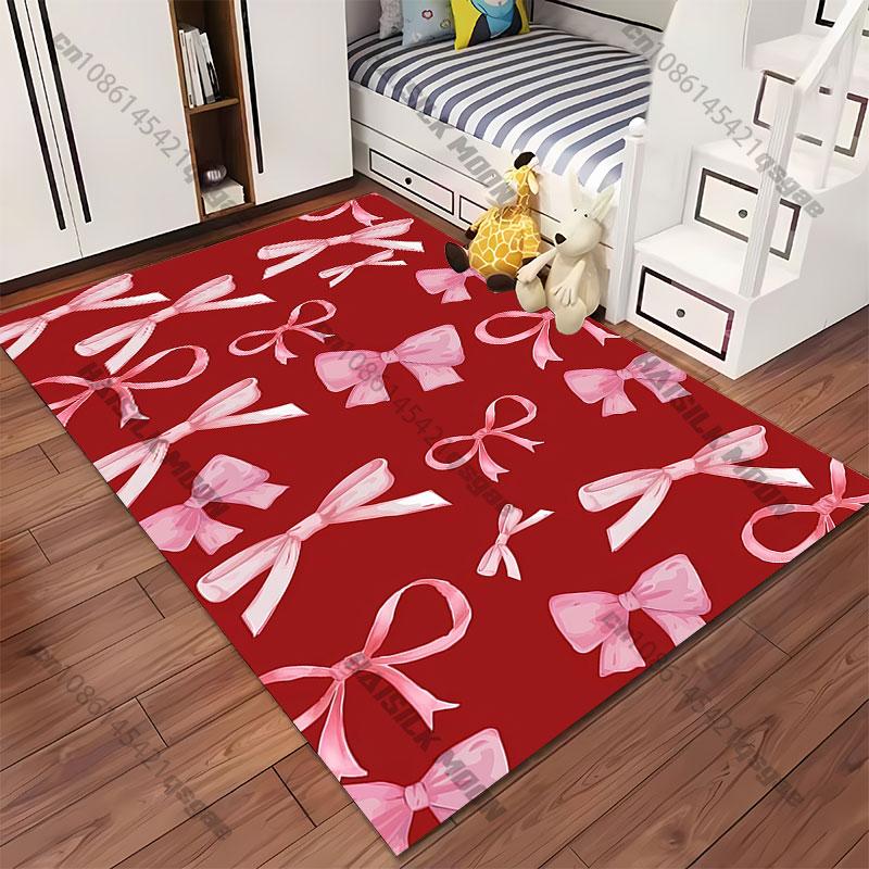 Pink decorative bows pattern carpet Yoga living room room decor children's crawling mat doormat area rug games mat