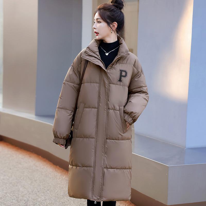 

New Thickened Turtleneck Cotton-padded Clothes Women s Winter Long Bread Clothes Loose Knee-length Cotton Clothes Jacket XXL темно-коричневого