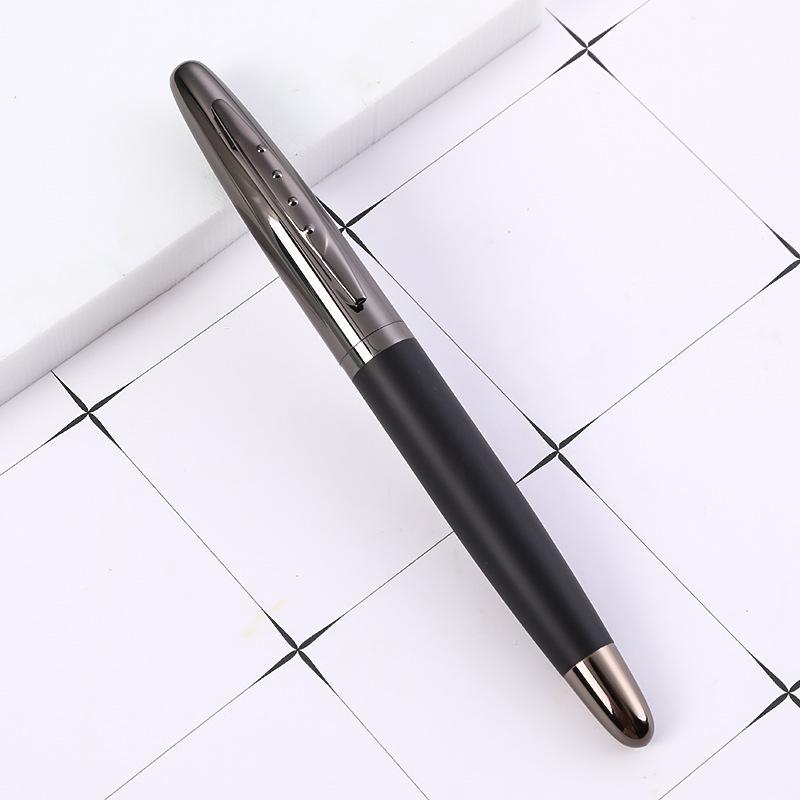 

Чорна Матова Металева Кулькова та Ролерна Ручка - Гравійований Логотип Бізнес-Подарунок чорний