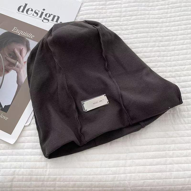 Korean Style Face-Slimming Solid Color Influencer Slouchy Beanie - Versatile Fashion Hat for Women with Large Head Circumference