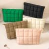 Puffy Cotton Clutch Bag Large Capacity Cosmetic Bag Portable Quilted Padded Makeup Bag  Lady