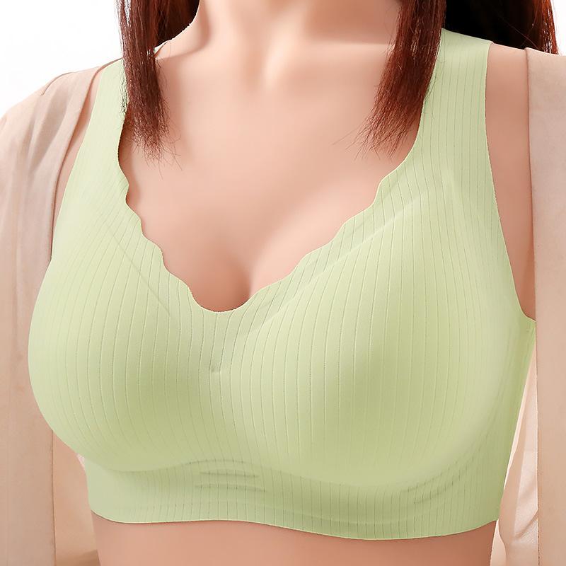 Genuine seamless underwear women's gathering fixed cup running sports vest type thin back sleep bra cover