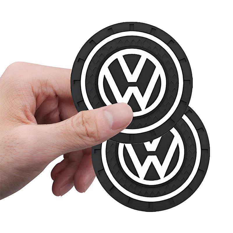 VW Car Coasters Water Cup Slots Non-Slip Mat Waterproof Water Cup Mat Drink Pad For Volkswagen Golf Polo Tiguan T-ROC hub cap vhcp29 knuz4